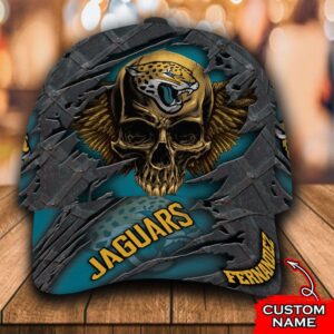 Personalized Nfl Jacksonville Jaguars Skull Custom Name Cap
