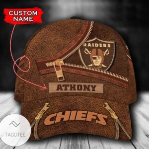 Personalized Nfl Las Vegas Raiders Leather Zipper Print Hat Cap
