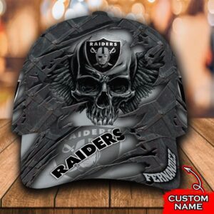 Personalized Nfl Las Vegas Raiders Skull Custom Name Cap