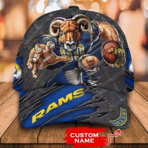 Personalized Nfl Los Angeles Rams 3D Mascost Custom Name Cap