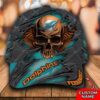 Personalized Nfl Miami Dolphins Skull Custom Name Cap