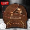 Personalized Nfl Minnesota Vikings Leather Zipper Print Hat Cap