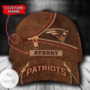 Personalized Nfl New England Patriots Leather Zipper Print Hat Cap