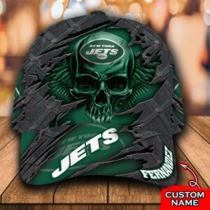 Personalized Nfl New York Jets Skull Custom Name Cap