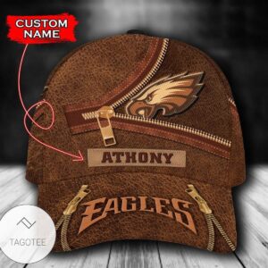 Personalized Nfl Philadelphia Eagles Leather Zipper Print Hat Cap