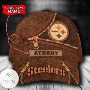 Personalized Nfl Pittsburgh Steelers Leather Zipper Print Hat Cap