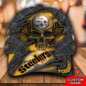 Personalized Nfl Pittsburgh Steelers Skull Custom Name Cap