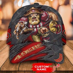 Personalized Nfl San Francisco 49Ers 3D Mascost Custom Name Cap