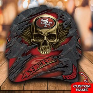 Personalized Nfl San Francisco 49Ers Skull Custom Name Cap
