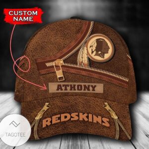 Personalized Nfl Washington Redskins Leather Zipper Print Hat Cap