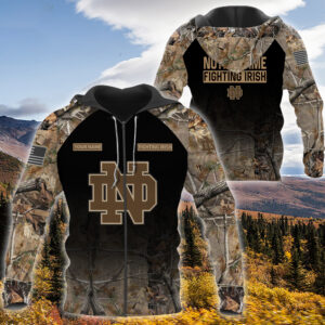 Personalized Notre Dame Fighting Irish Hunting Camo Custom 3D Shirt Hoodie