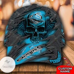 Personalized Nrl Cronulla Sutherland Sharks 3D Skull Hat Cap