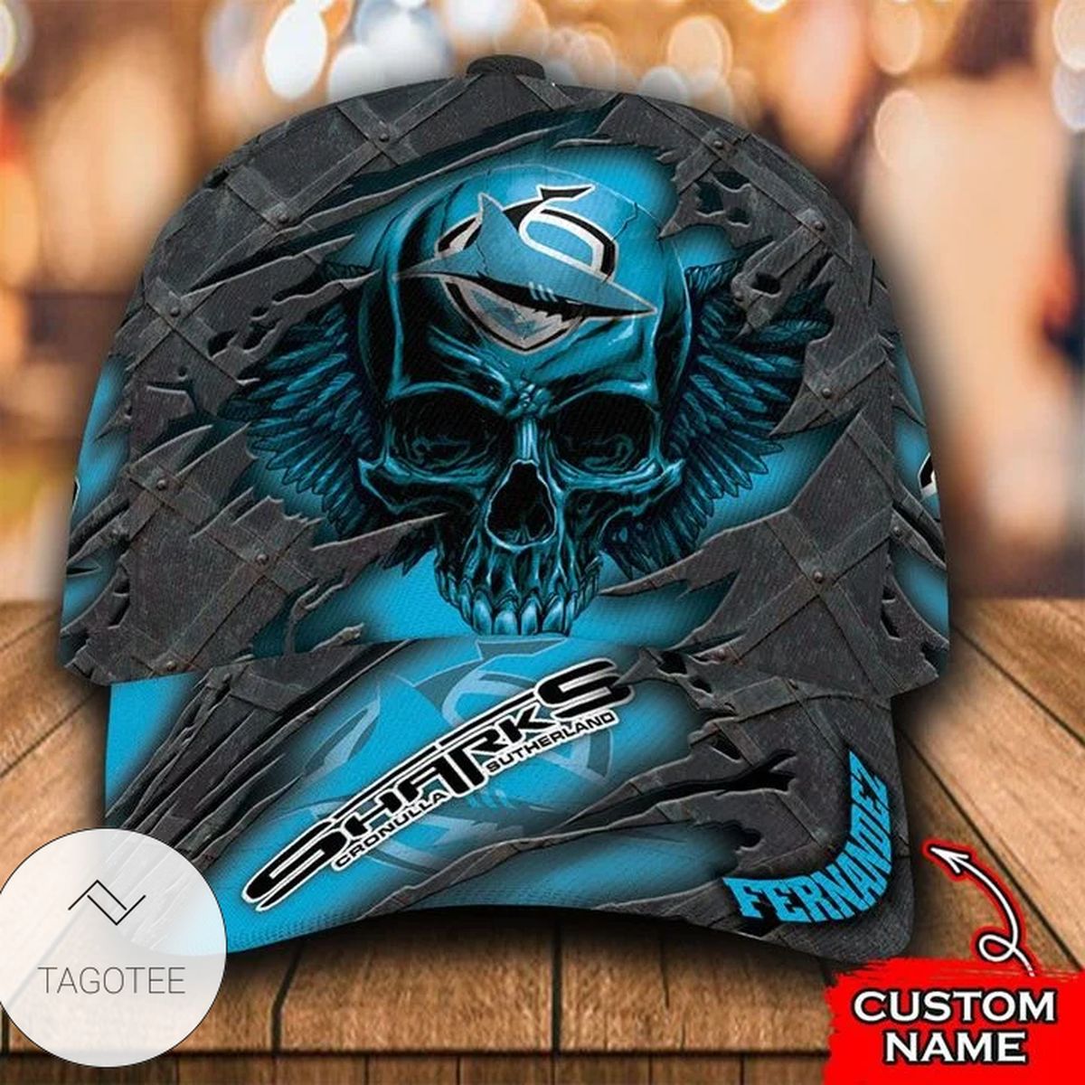 Personalized Nrl Cronulla Sutherland Sharks 3D Skull Hat Cap Personalized Nrl Cronulla Sutherland Sharks 3D Skull Hat Cap