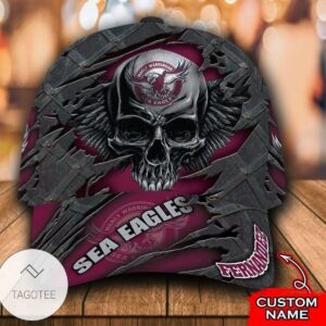Personalized Nrl Manly Warringah Sea Eagles 3D Skull Hat Cap