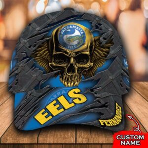 Personalized Nrl Parramatta Eels 3D Skull Custom Name Cap