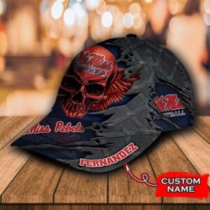 Personalized Ole Miss Rebels 3D Skull Cap Hat