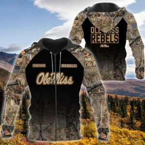 Personalized Ole Miss Rebels Hunting Camo Custom 3D Shirt Hoodie