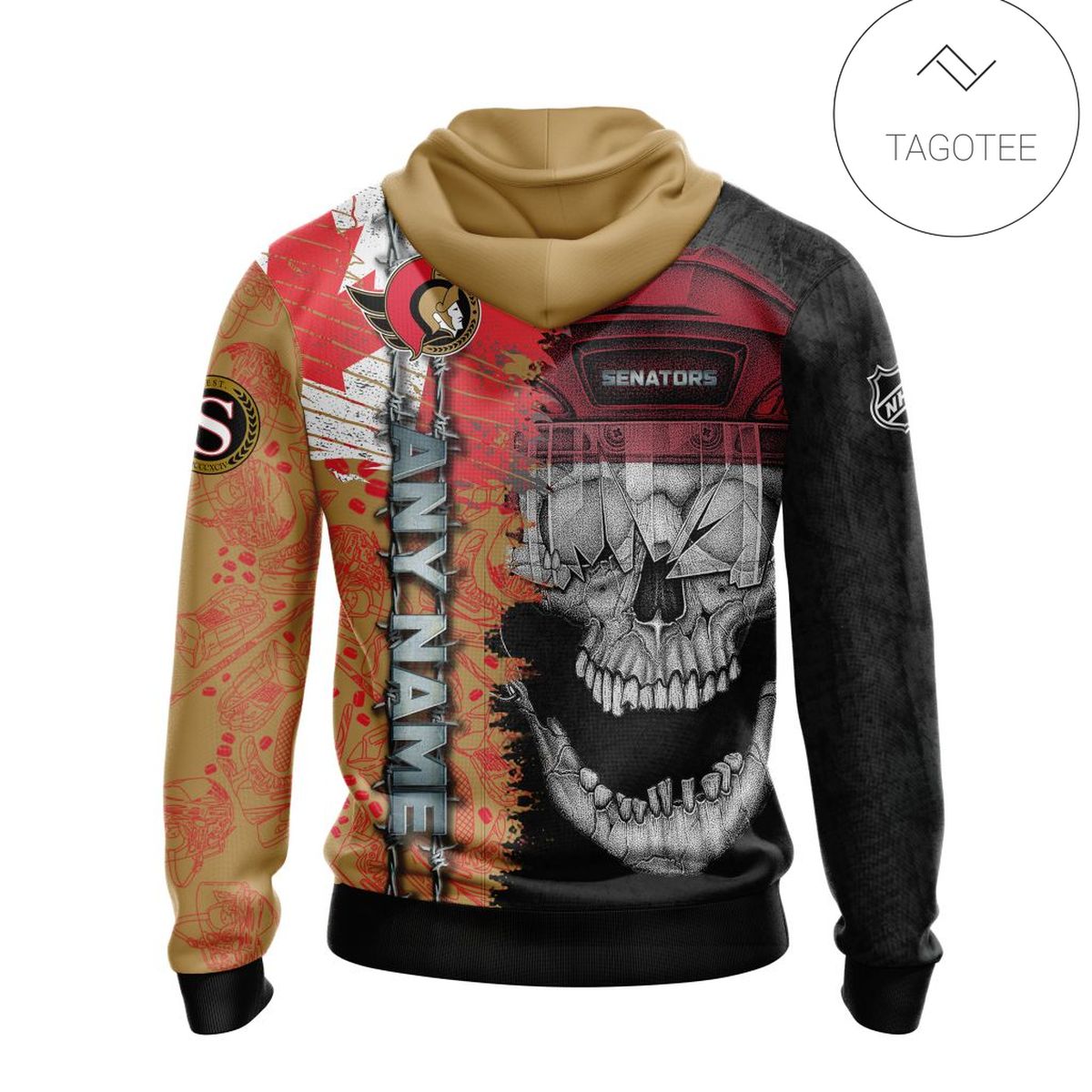 Personalized Ottawa Senators Skull Hoodie Personalized Ottawa Senators Skull Hoodie