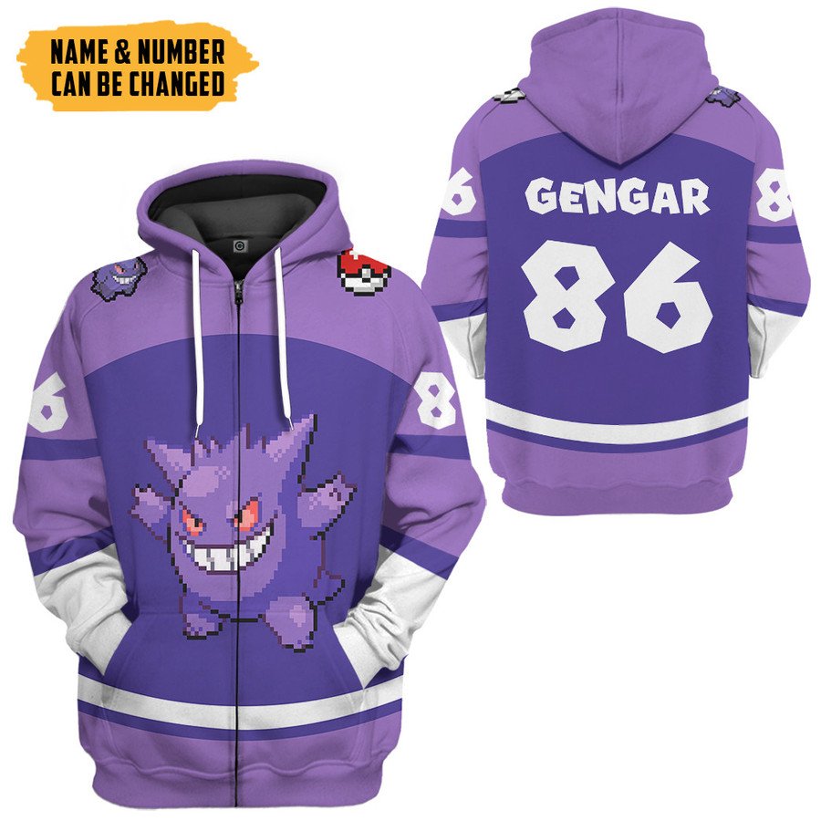 Personalized Pokemon Gengar Sport 3D Hoodie T Shirt Apparel Personalized Pokemon Gengar Sport 3D Hoodie T Shirt Apparel