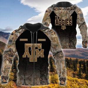 Personalized Texas AM Aggies Hunting Camo Custom 3D Shirt Hoodie