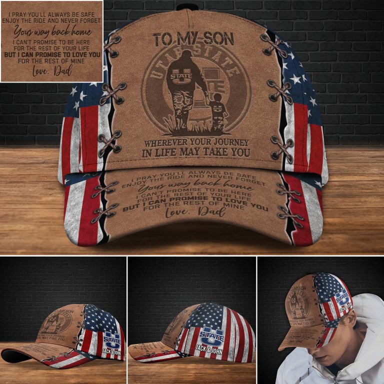 Personalized-Utah-State-Aggies-To-My-Son-Custom-Cap-1