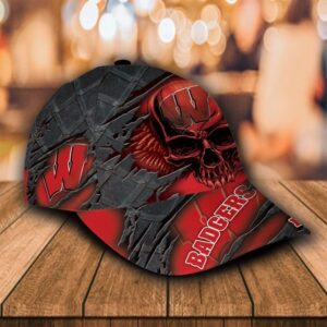 Personalized Wisconsin Badgers Skull Custom Cap