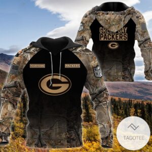 Personalized Your Name Hunting Camo Style Green Bay Packers Full Print Hoodie