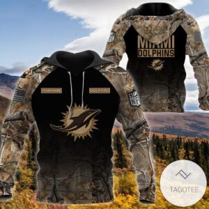 Personalized Your Name Hunting Camo Style Miami Dolphins Full Print Hoodie