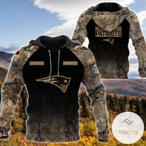 Personalized Your Name Hunting Camo Style New England Patriots Full Print Hoodie