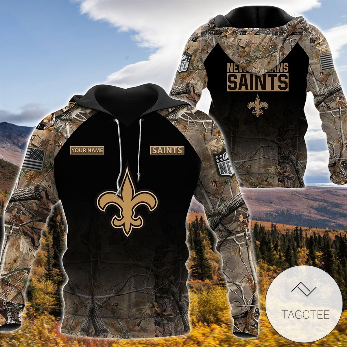 Personalized Your Name Hunting Camo Style New Orleans Saints Full Print Hoodie Personalized Your Name Hunting Camo Style New Orleans Saints Full Print Hoodie
