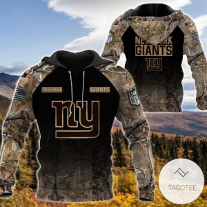 Personalized Your Name Hunting Camo Style New York Giants Full Print Hoodie