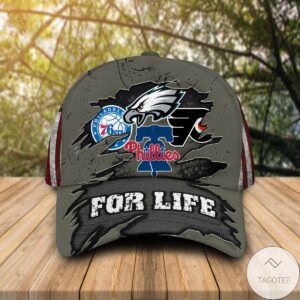Philadelphia Eagles Flyers 76Ers Phillies For Life Cap