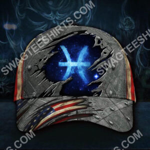 Pisces Zodiac America Flag All Over Printed Classic Cap