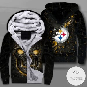 Pittsburgh Steelers Lava Skull Zipper Fleece Hoodie