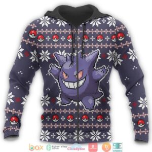Pokemon Gengar Xmas 3D Shirt Hoodie