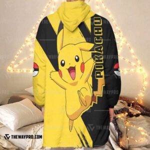 Pokemon Pikachu Black Fleece Hoodie Blanket