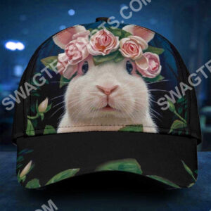 Rabbit Lovers Bunny Floral It All Over Printed Cap