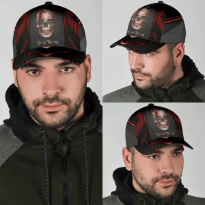 Red Skull Custom Personalized Name Cap Hat