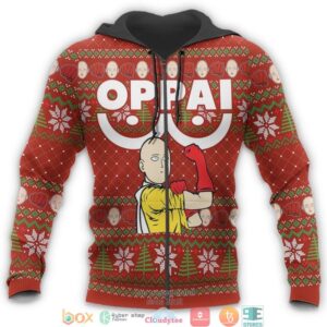 Saitama Oppai One Punch Man Anime Xmas 3D Shirt Hoodie