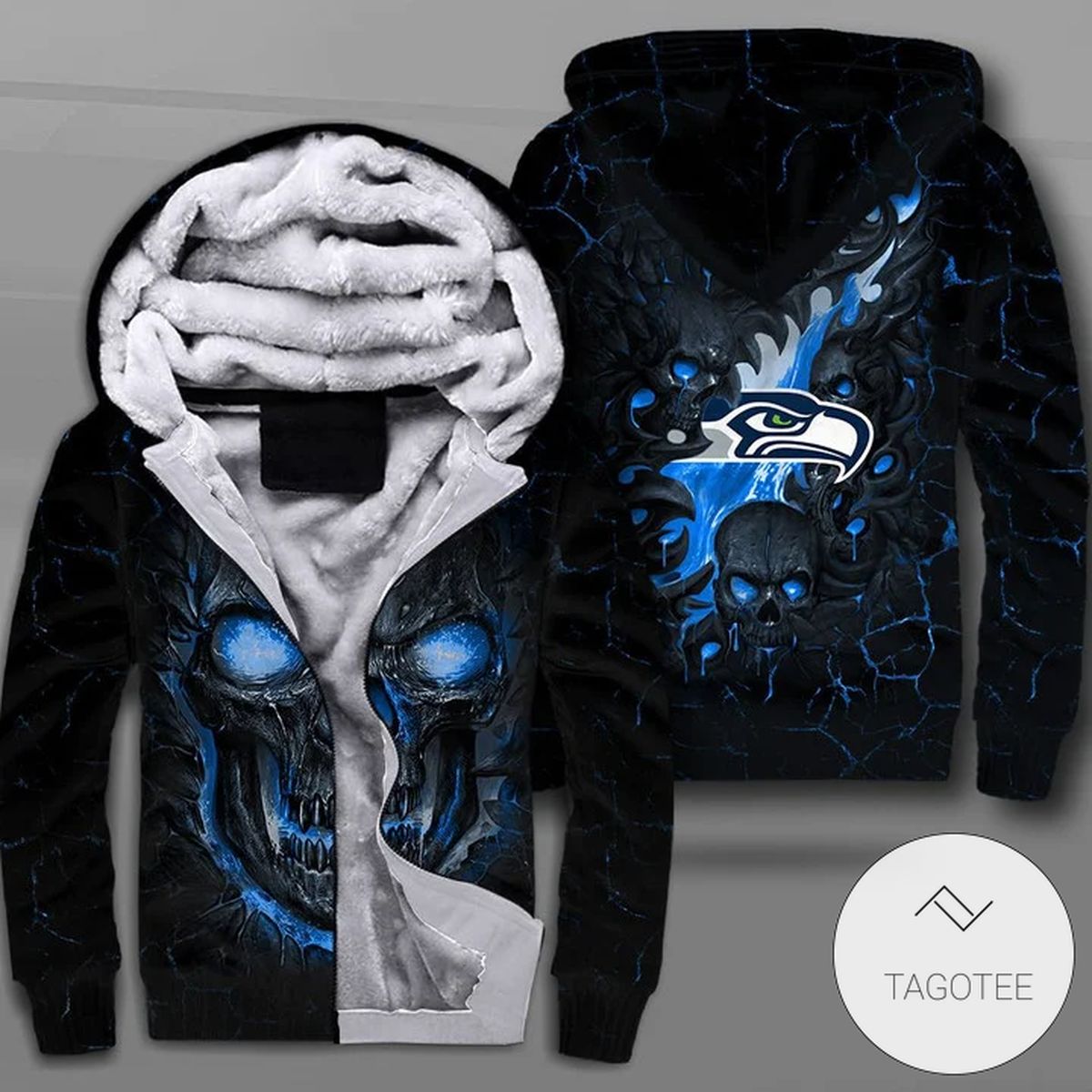 Seattle Seahawks Lava Skull Zipper Fleece Hoodie Seattle Seahawks Lava Skull Zipper Fleece Hoodie