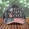 Skull Best Papa Ever American Flag Classic Cap