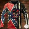 Skull The Confederate And Us Flag 3D Hoodie