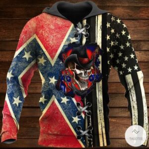 Skull The Confederate And Us Flag 3D Hoodie