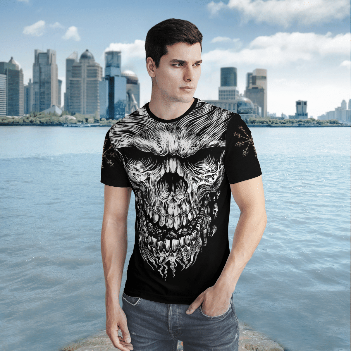 Skull Vegvisir 3D Shirt Hoodie Skull Vegvisir 3D Shirt Hoodie