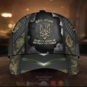Slava Ukraini Russian Warship Go Fuck Yourself Camo Cap
