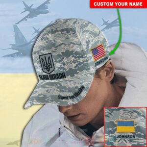 Slava Ukraini Stand For Ukraine Camo Support Ukraine Merchandise Custom Name Cap