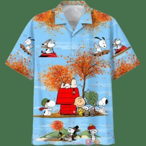 Snoopy And Charlie Brown Autumn Time Blue 3D Shirt Hoodie