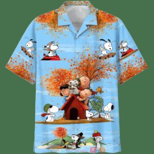 Snoopy And Charlie Brown Friends Autumn Time Blue 3D Shirt Hoodie