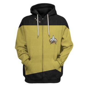 Star Trek The Next Generation 1987 1994 Yellow 3D Hoodie Shirt