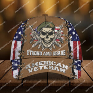 Strong And Brave American Veteran Skull All Over Printed Classic Cap